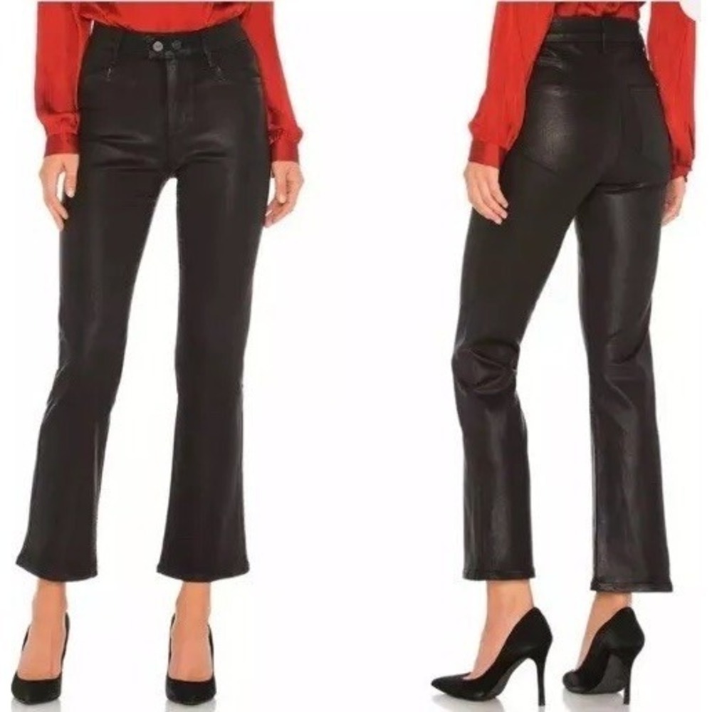 PAIGE Claudine Womens Sz 26 Petite Jeans Kick Black Fog Lux Cropped Ankle